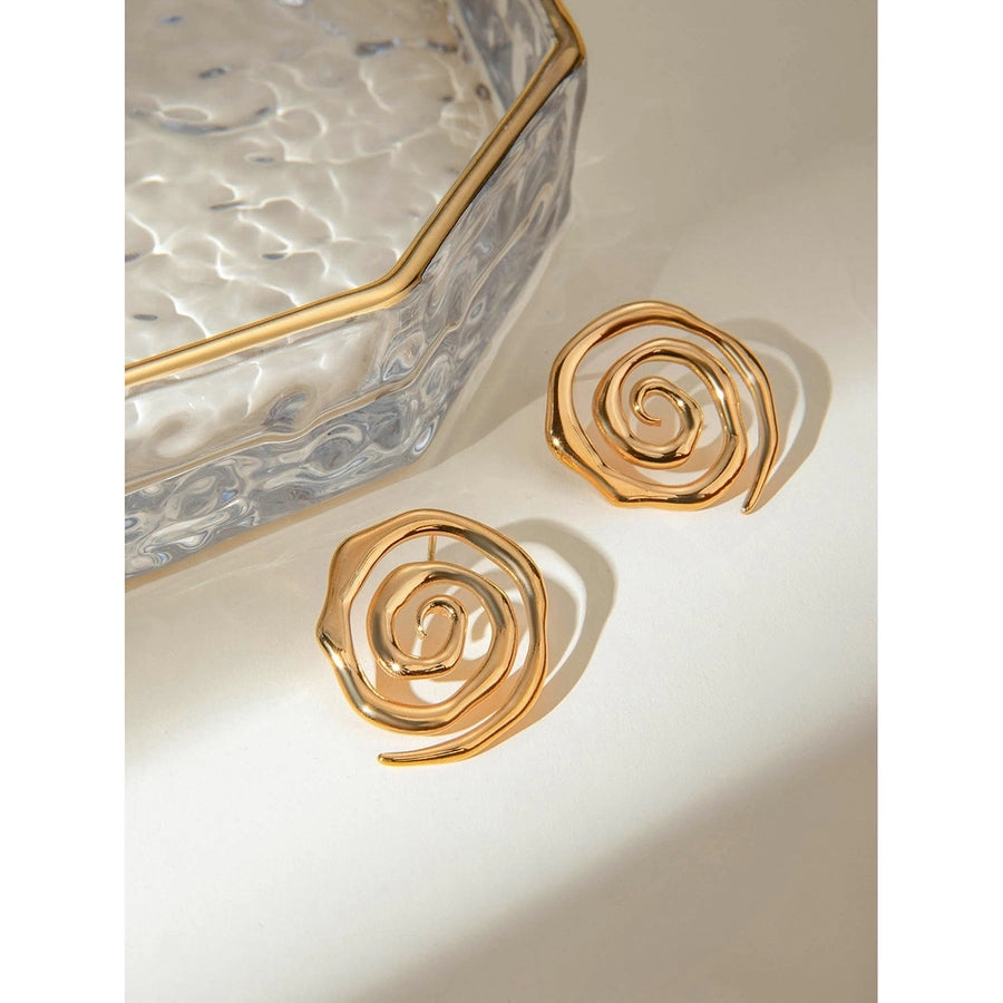 1 Pair Simple Style Classic Style Spiral Plating 304 Stainless Steel 18K Gold Plated Ear Studs