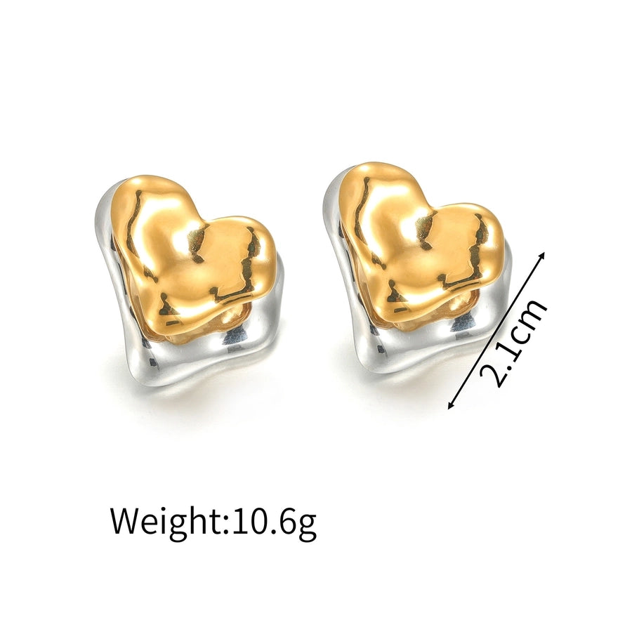 1 Pair IG Style Artistic Geometric Color Block Plating Titanium Steel 18K Gold Plated Ear Studs