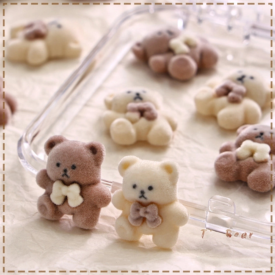 Cartoon Brown Bear Nail Art Decorations Autumn/winter  Milk White Fluffy Bear Nail Accessories Large Drill Trendy Sale