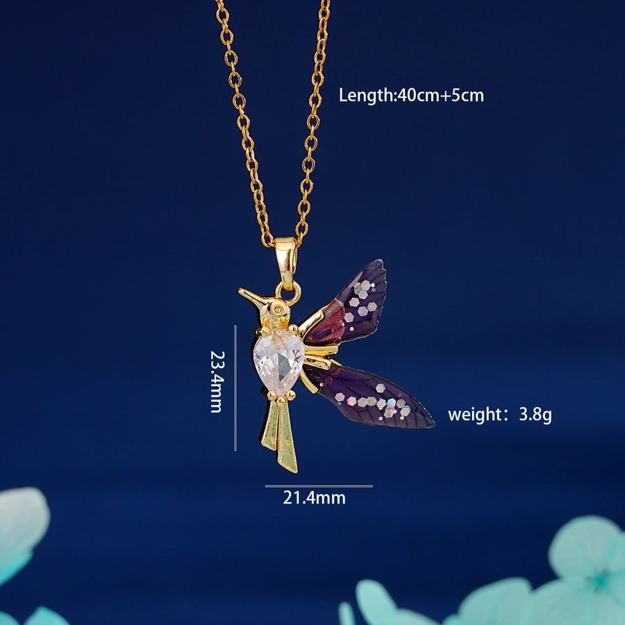 304 Stainless Steel Copper Inlay Animal Zircon Pendant Necklace