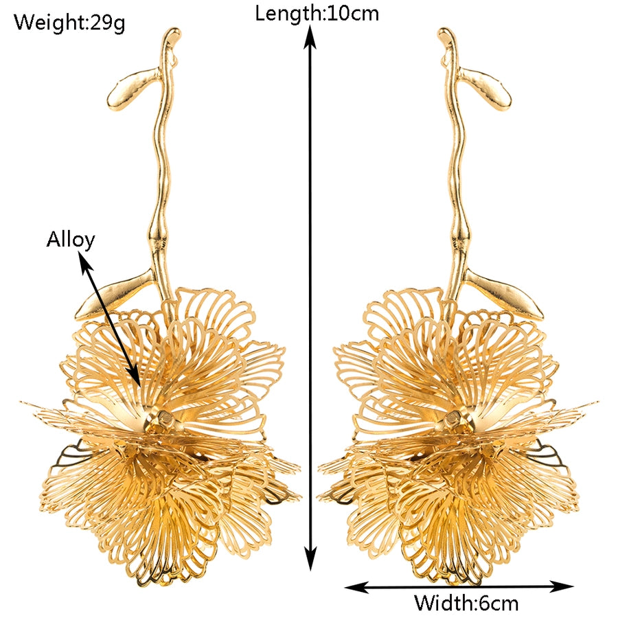 1 Pair Elegant Vacation Classic Style Flower Plating Alloy Gold Plated Silver Plated Drop Earrings