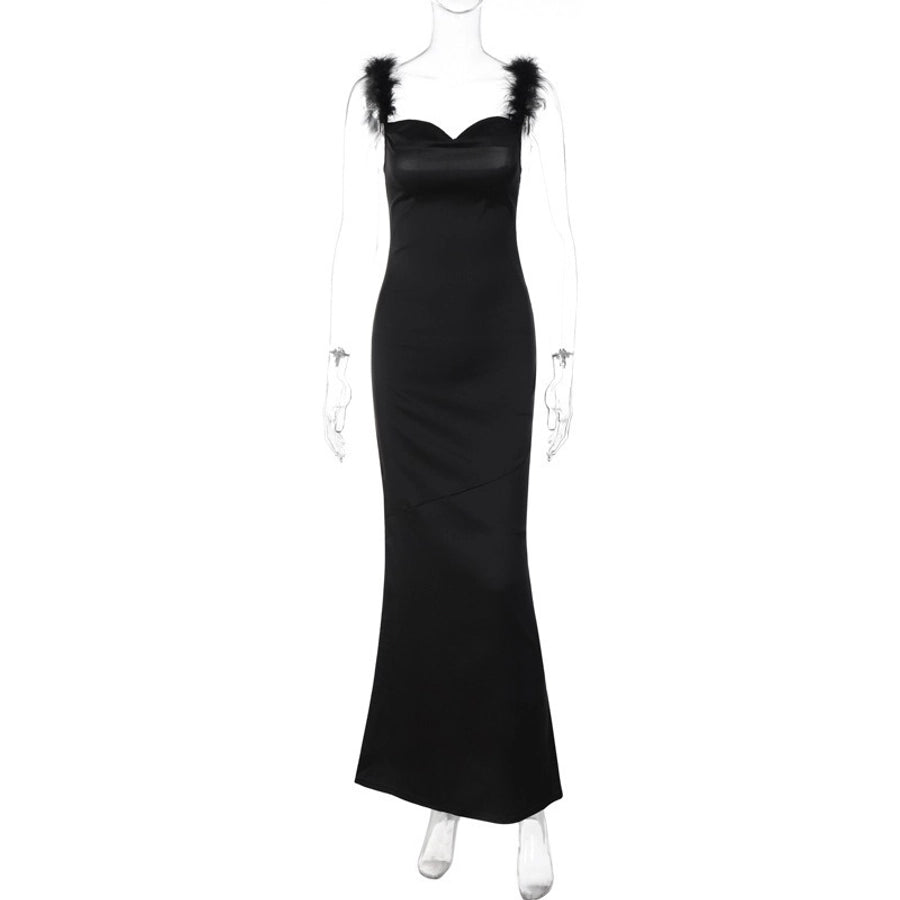 Women's Sheath Dress Streetwear U Neck Sleeveless Solid Color Maxi Long Dress Holiday