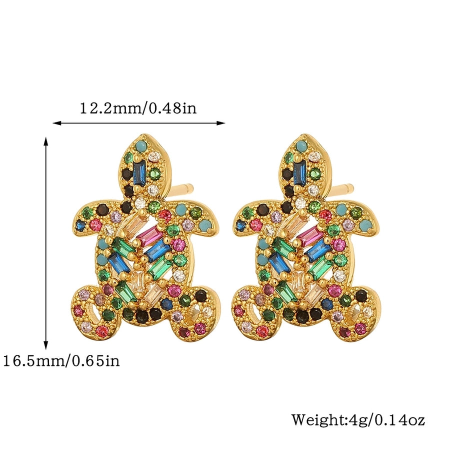 1 pair streetwear animal heart shape plating inlay copper zircon drop earrings ear studs