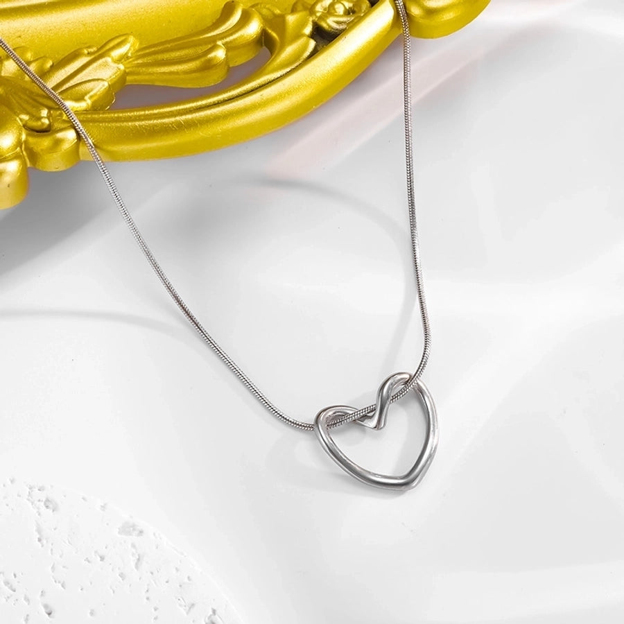 Jewelry Elegant Simple Style Commute Heart Shape 304 Stainless Steel 18K Gold Plated Earrings Necklace