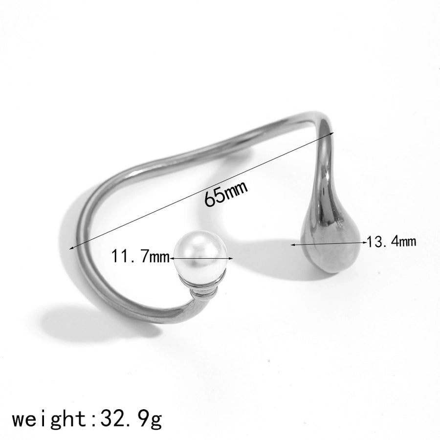 IG Style Retro Water Droplets 304 Stainless Steel Pearl Bangle In Bulk