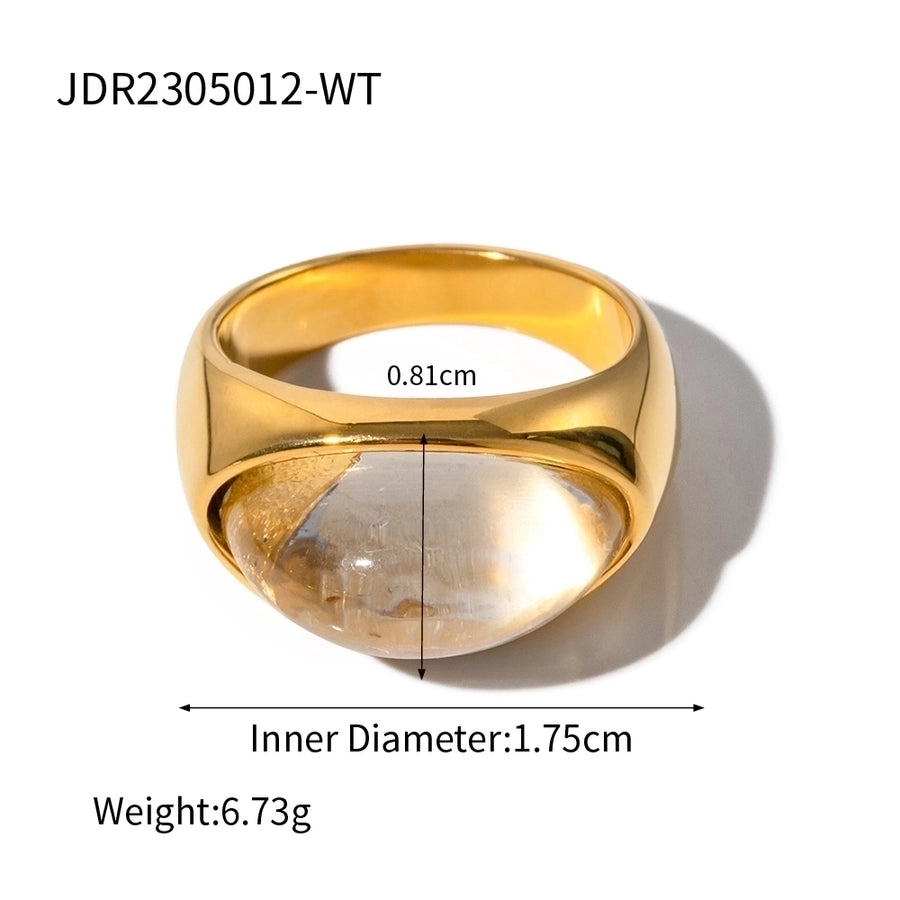 Jewelry IG Style Flat 316 Stainless Steel  Resin 18K Gold Plated Plating Transparent Inlay Rings