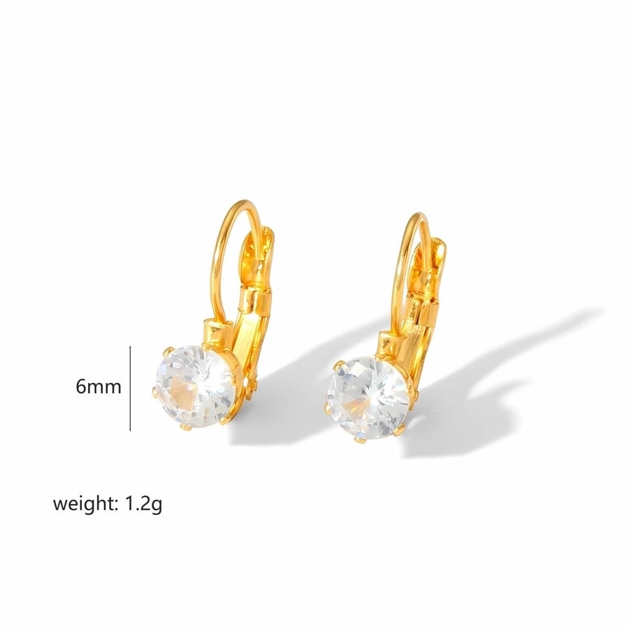 1 Pair Retro French Style Geometric Plating Inlay 304 Stainless Steel Pearl Zircon 18K Gold Plated Earrings Ear Studs