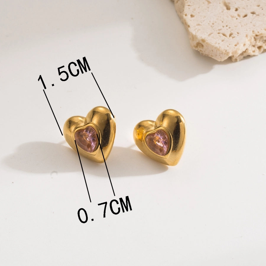 1 Pair Casual Modern Style Simple Style Cross Heart Shape Bow Knot 304 Stainless Steel 18K Gold Plated Ear Studs