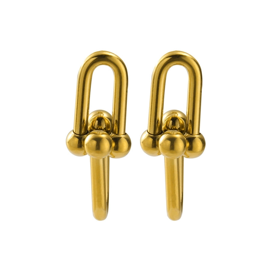 1 Pair Simple Style U Shape Plating Titanium Steel None 18K Gold Plated Ear Studs - CEJEW