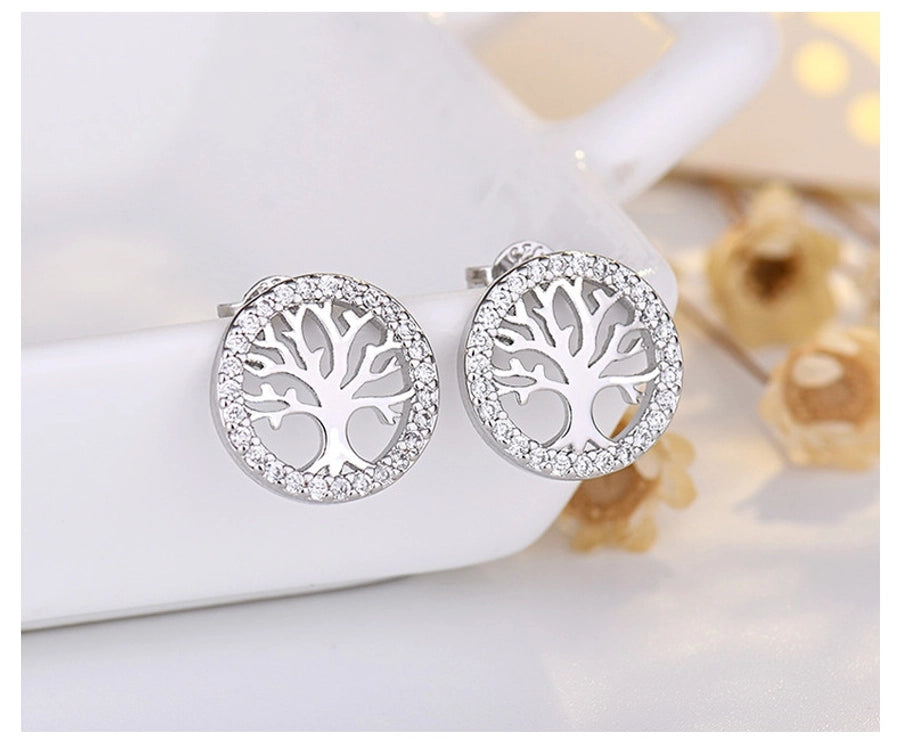 tree of life S925 sterling silver pin earrings women's fashion temperament earrings  manufacturers  jewelry - CEJEW