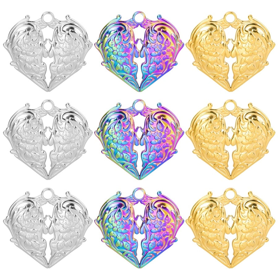 Jewelry IG Style Simple Style Heart Shape Wings 304 Stainless Steel 18K Gold Plated Hollow Out Pendant Necklace Necklace Pendant