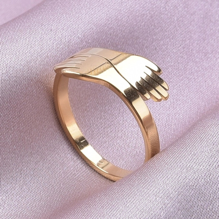 Jewelry Commute Palm 304 Stainless Steel 18K Gold Plated Polishing Rings - CEJEW