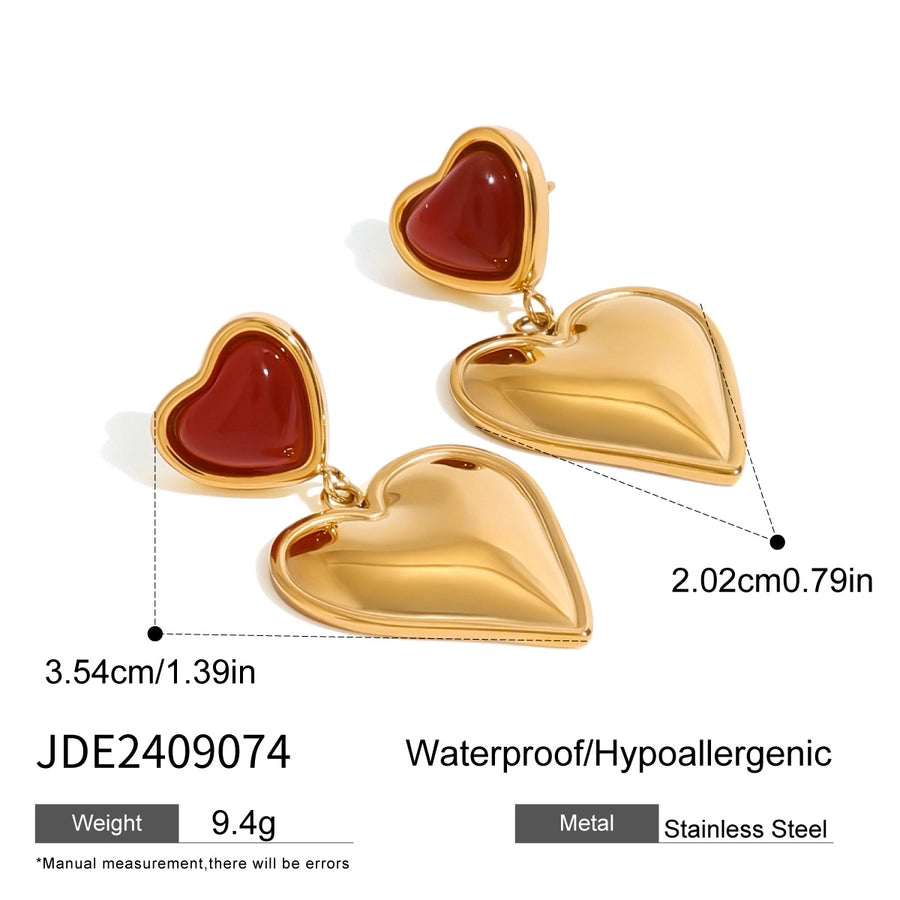 1 Pair Casual Exaggerated Heart Shape 304 Stainless Steel 18K Gold Plated Drop Earrings Earrings