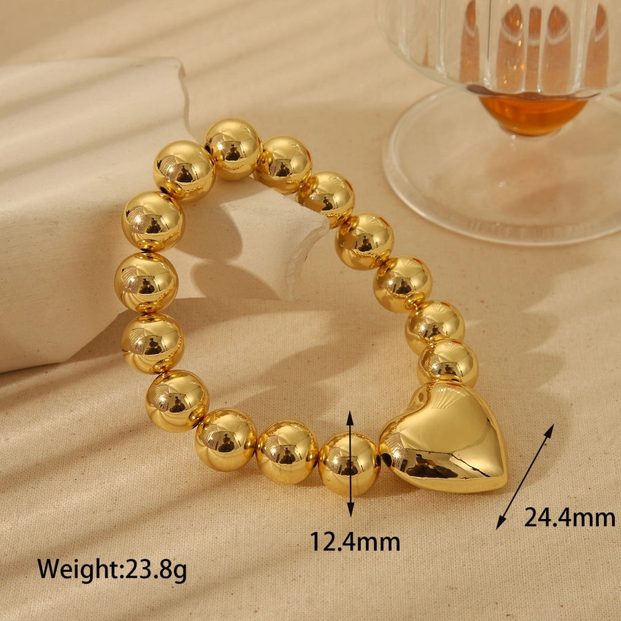 Jewelry Elegant Heart Shape Copper 18K Gold Plated Beaded Imitation Pearl Plating Bracelets