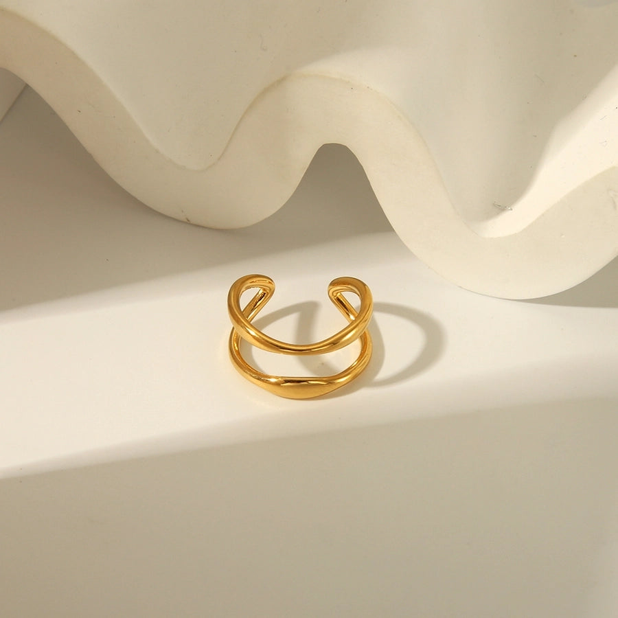 Jewelry Simple Style Irregular Solid Color Bow Knot 304 Stainless Steel 18K Gold Plated Open Rings