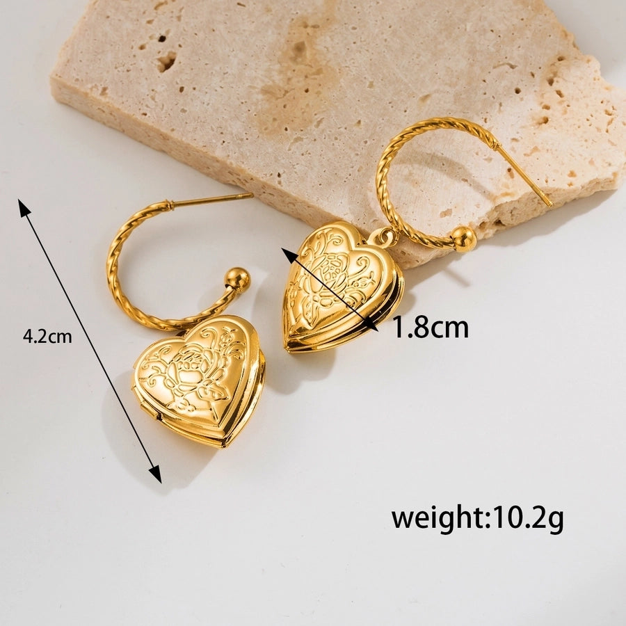 Jewelry Retro Classic Style Heart Shape 304 Stainless Steel 18K Gold Plated Stainless Steel Jewelry Sets