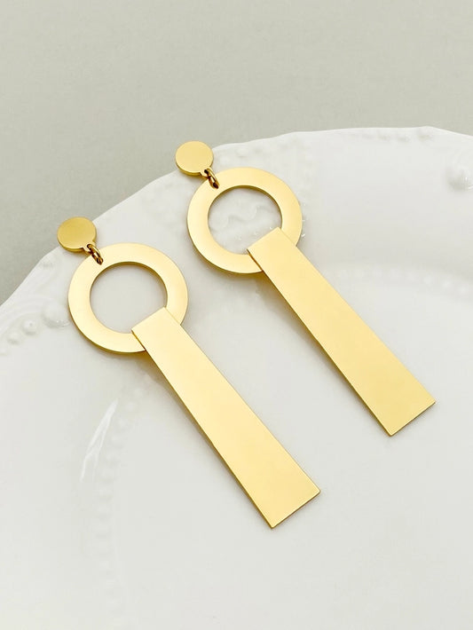 1 Pair Exaggerated Geometric Plating 304 Stainless Steel 14K Gold Plated Drop Earrings