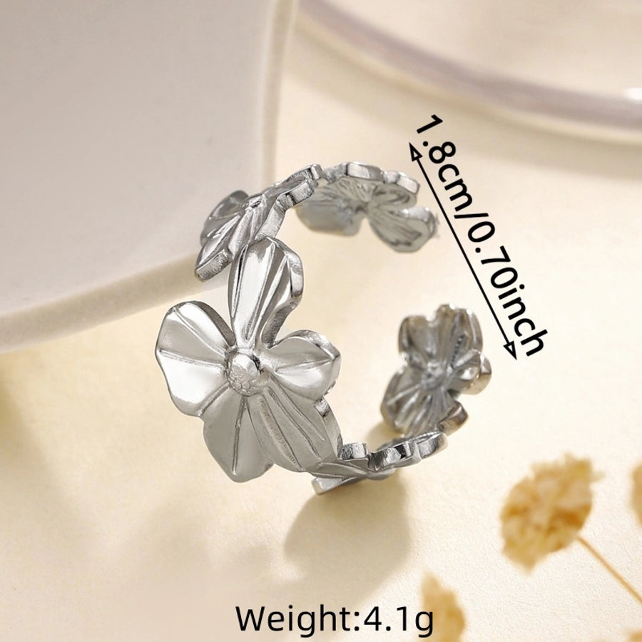 Jewelry Retro French Style Simple Style Heart Shape Flower Bow Knot Titanium Steel Open Rings