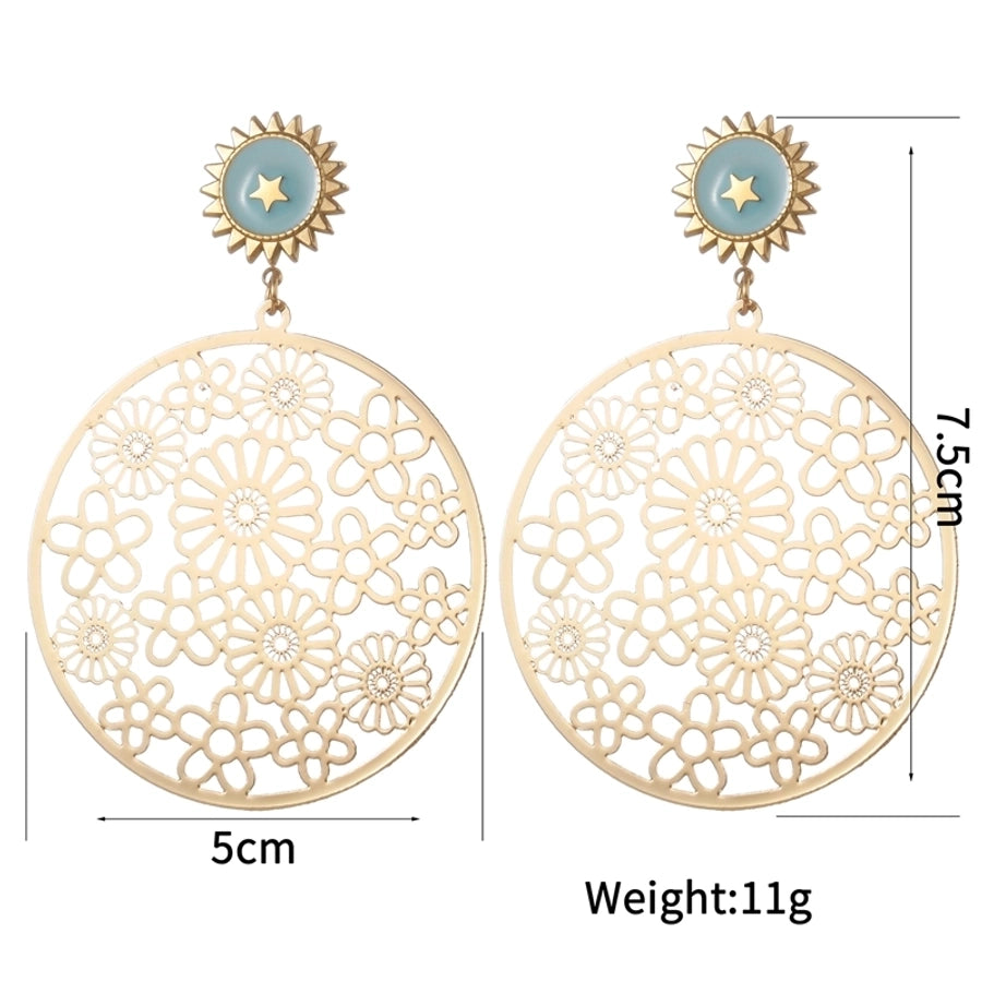 1 Piece Elegant Luxurious Geometric Hollow Out 304 Stainless Steel 18K Gold Plated Drop Earrings