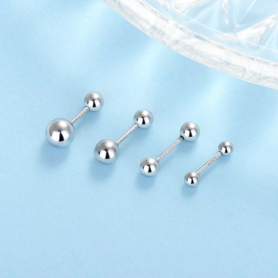 S925 silver anti-lost earrings love four-leaf clover round earrings stainless steel screw to prevent falling off without picking ear holes