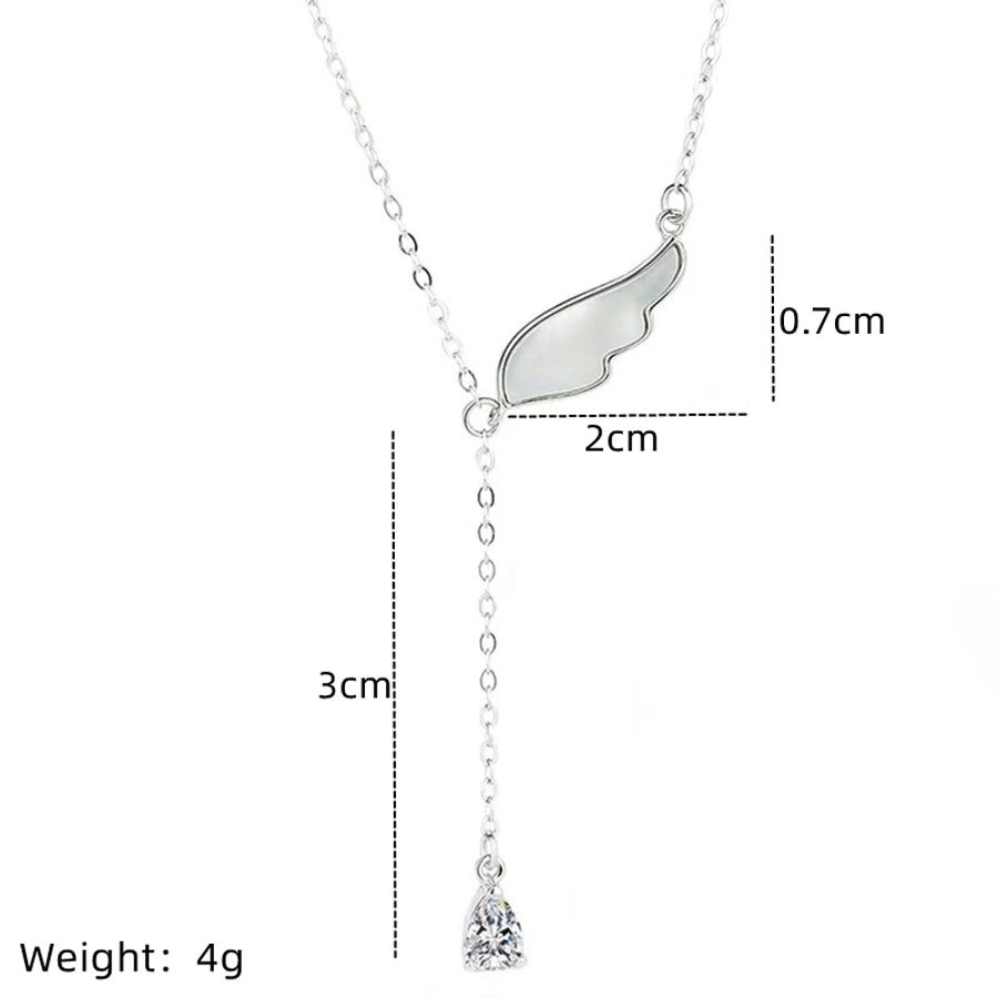 IG Style Simple Style Electrocardiogram Wings Bow Knot 201 Stainless Steel Copper Plating Inlay Opal Zircon Pendant Necklace