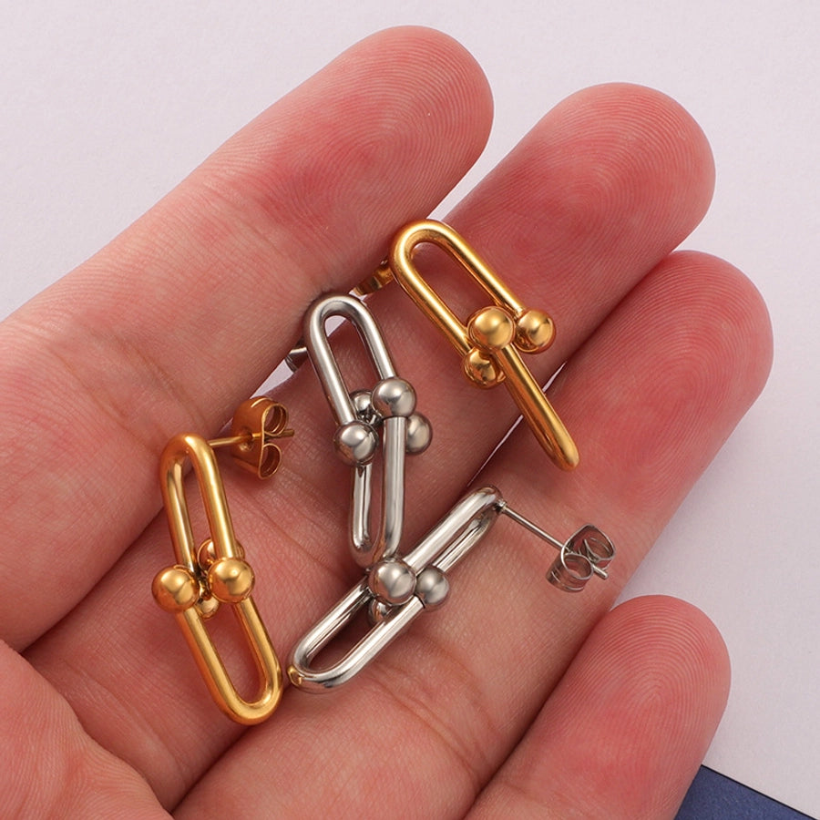 1 Pair Simple Style U Shape Plating Titanium Steel None 18K Gold Plated Ear Studs - CEJEW