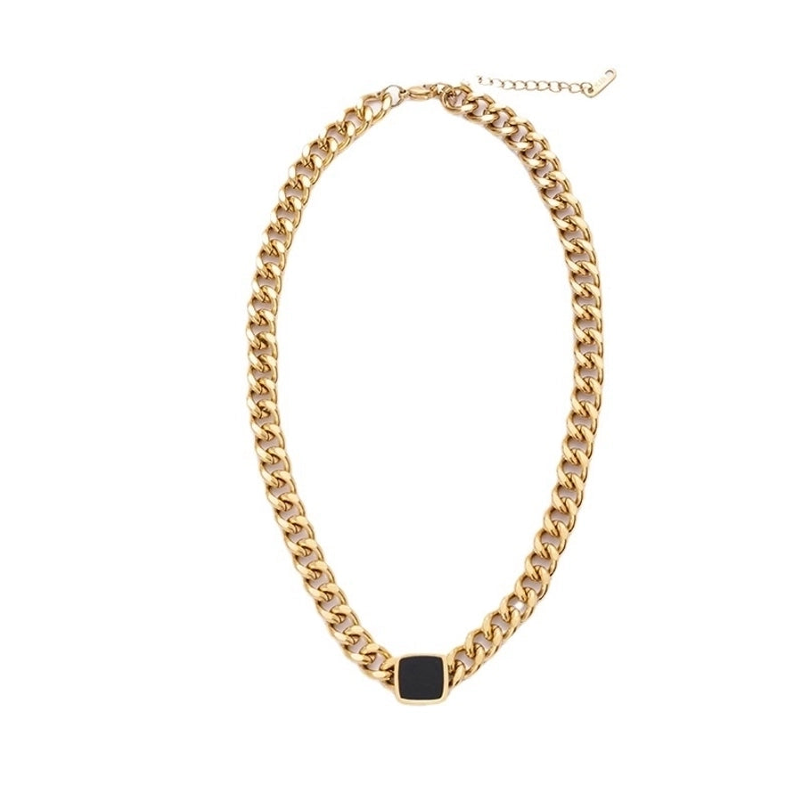 Jewelry Simple Style Geometric 304 Stainless Steel Acrylic 18K Gold Plated Stoving Varnish Necklace