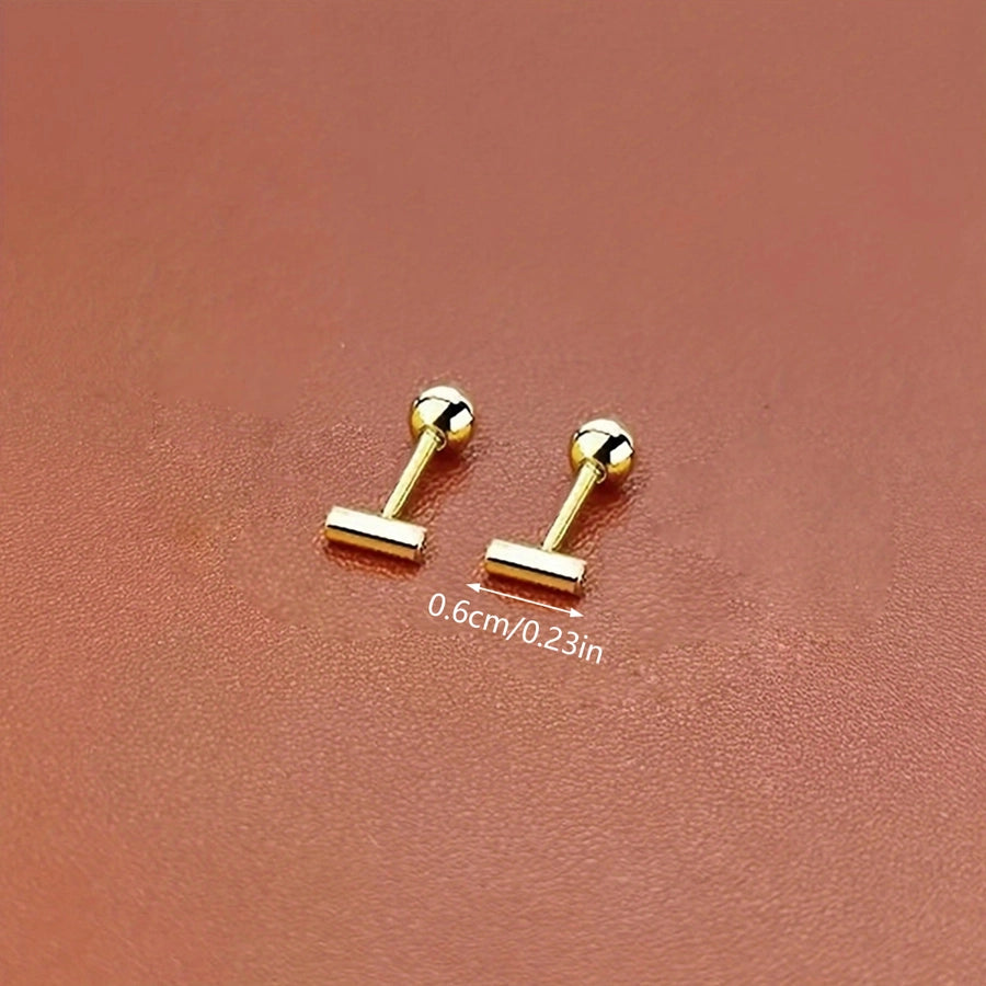 1 Pair Simple Style Solid Color Plating 304 Stainless Steel 18K Gold Plated Ear Studs