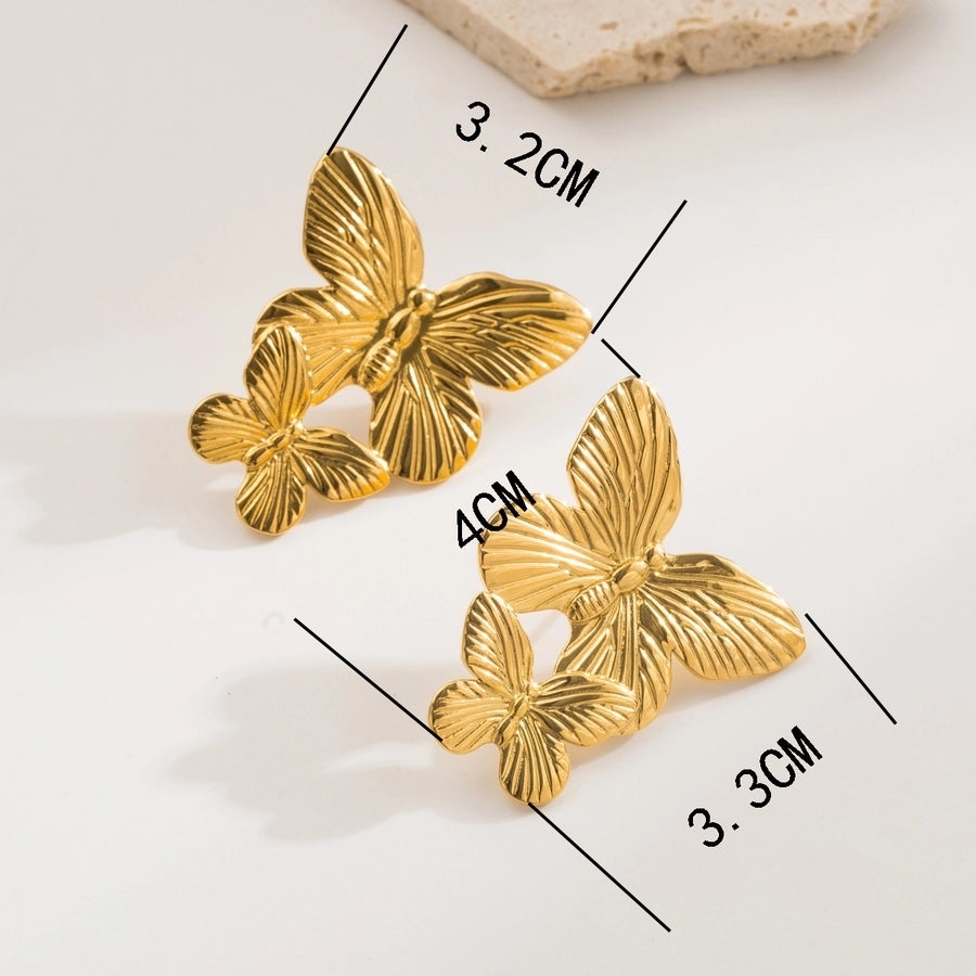 1 Pair Casual Modern Style Simple Style Sun Heart Shape Butterfly 304 Stainless Steel 18K Gold Plated Ear Studs