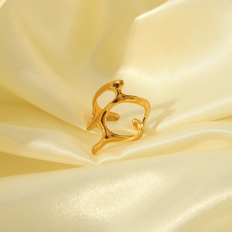 Jewelry Simple Style Irregular Solid Color Bow Knot 304 Stainless Steel 18K Gold Plated Open Rings