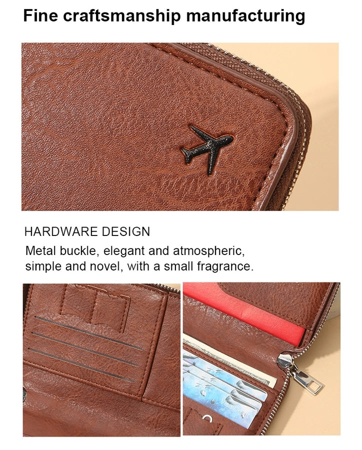 Unisex Solid Color Pu Leather Zipper Card Holders