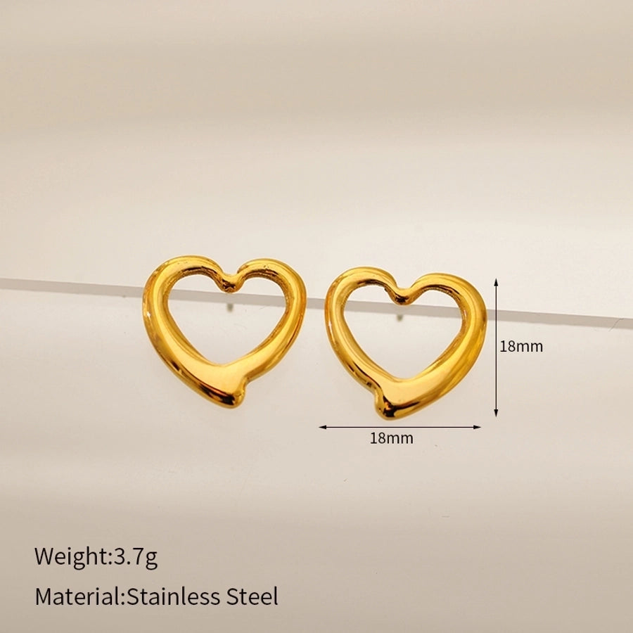 1 Pair Elegant Cute Heart Shape 304 Stainless Steel 18K Gold Plated Ear Studs