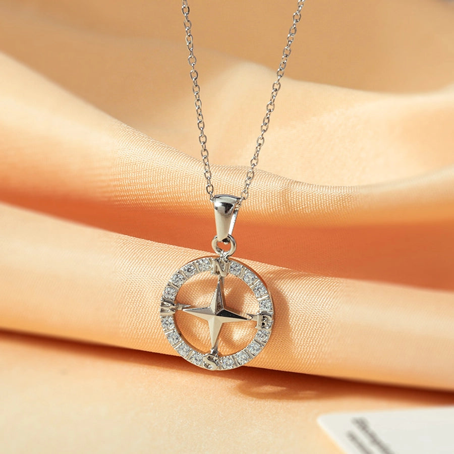 Jewelry Elegant Simple Style Streetwear Anchor Titanium Steel Diamond Pendant Necklace