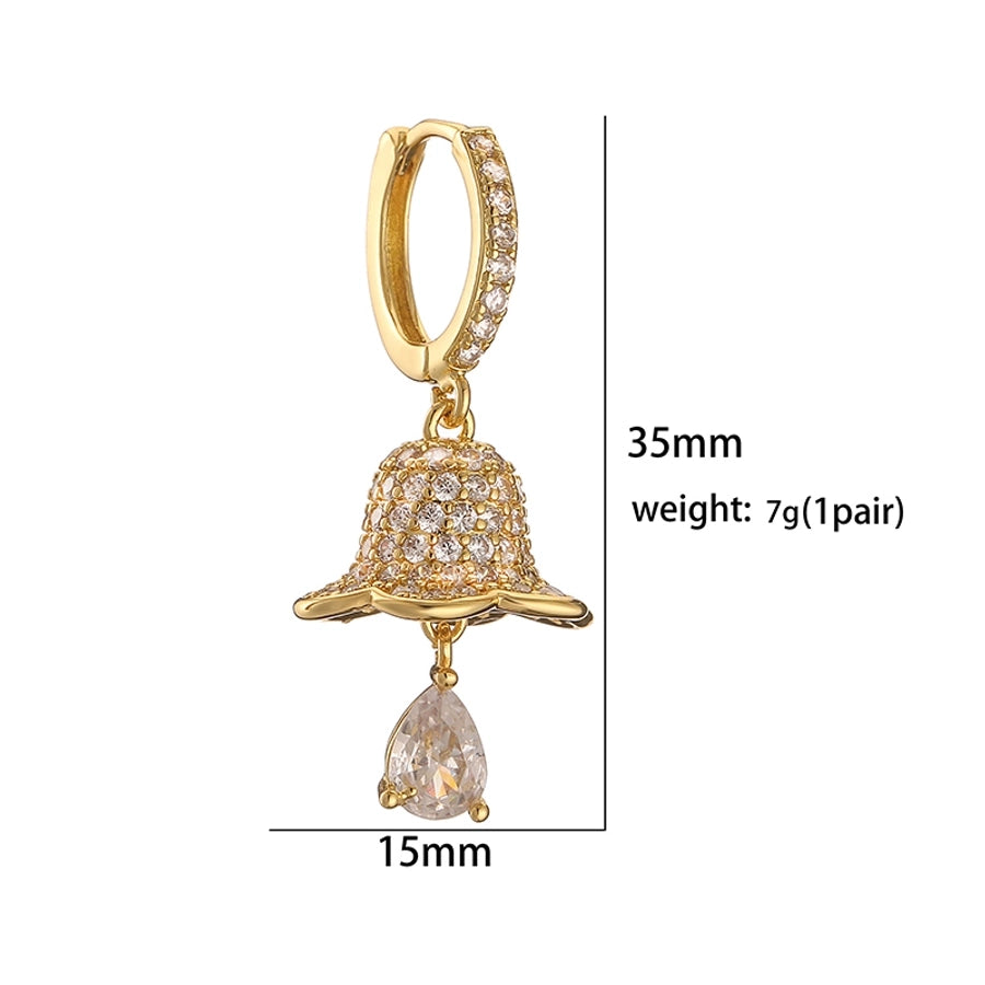 1 Pair Christmas Casual Christmas Sweet Christmas Hat Christmas Tree Santa Claus Plating Hollow Out Inlay Copper Zircon Drop Earrings