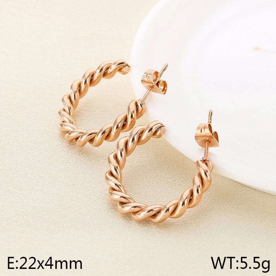 1 Pair Simple Style C Shape 304 Stainless Steel 18K Gold Plated Stainless Steel Earrings