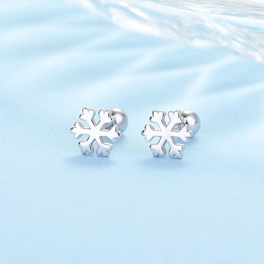 S925 silver anti-lost earrings love four-leaf clover round earrings stainless steel screw to prevent falling off without picking ear holes