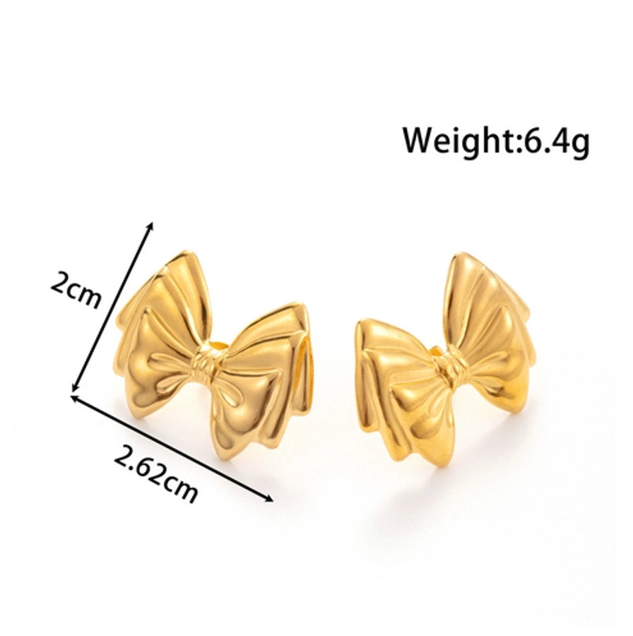 1 Pair Vintage Style French Style Simple Style Square Flower Bow Knot 304 Stainless Steel Ear Studs