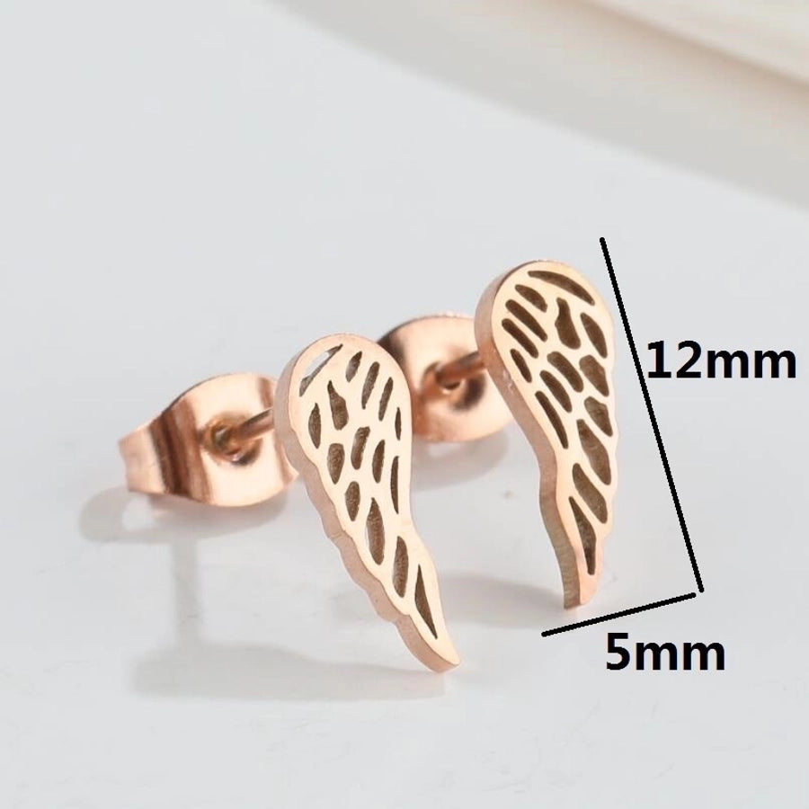 1 pair fashion star moon wings titanium steel asymmetrical plating hollow out ear studs - CEJEW