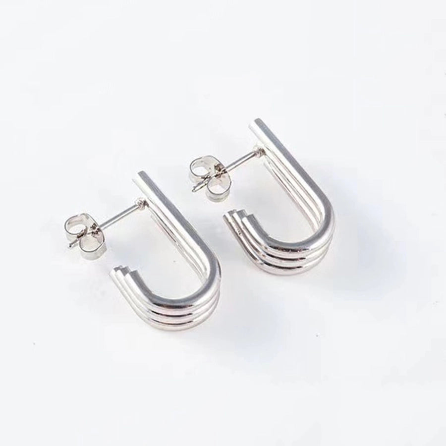 1 Pair Simple Style U Shape Plating 304 Stainless Steel 18K Gold Plated Earrings