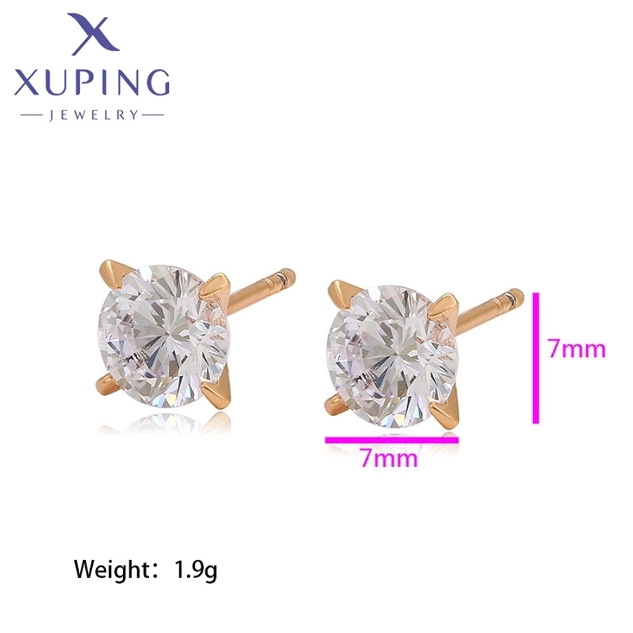 1 Pair Basic XUPING Simple Style Geometric Inlay Copper Artificial Gemstones 18K Gold Plated Ear Studs