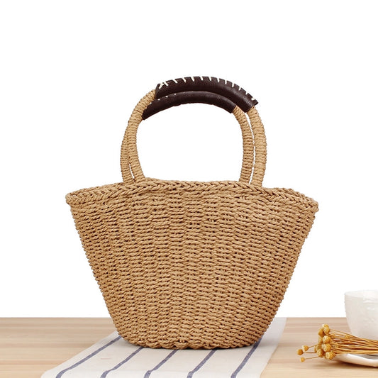 Women's Medium Paper Solid Color Elegant Streetwear Weave Shell String Straw Bag