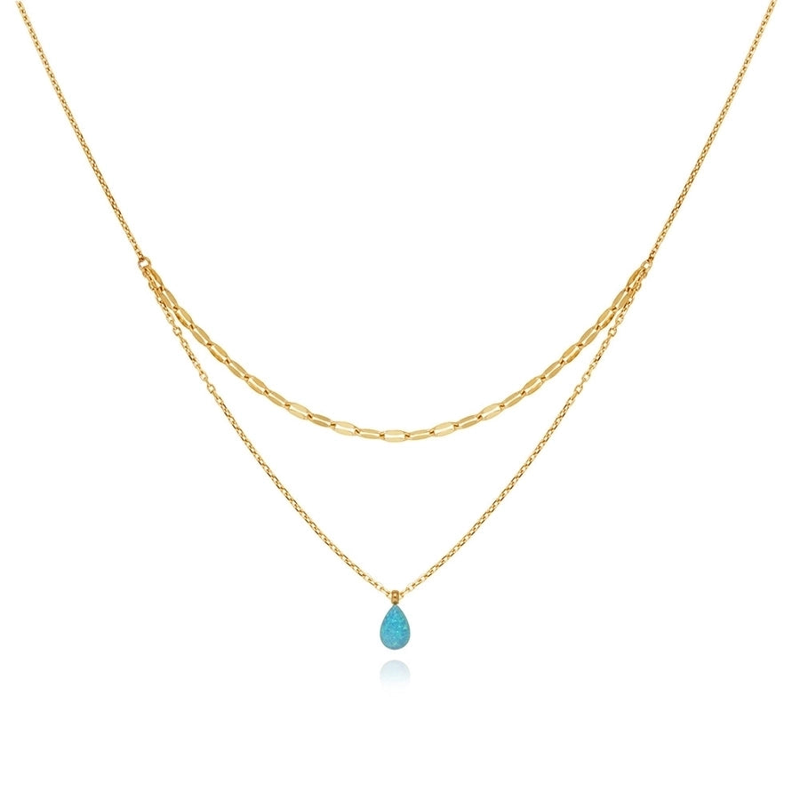 Jewelry IG Style Fairy Style Water Droplets 304 Stainless Steel 18K Gold Plated Double Layer Necklaces Pendant Necklace