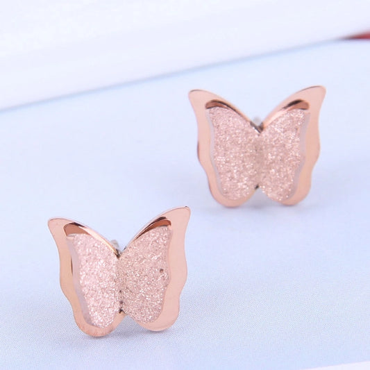 korean fashion butterfly titanium steel stud earrings