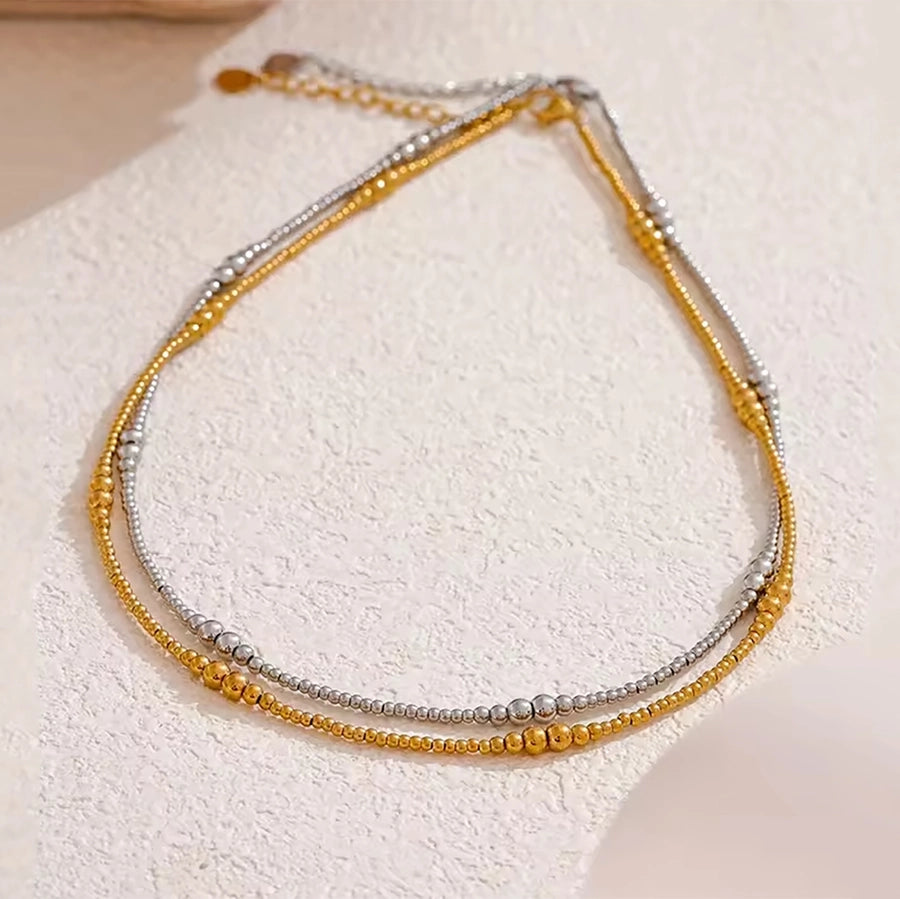 Jewelry Simple Style Classic Style Solid Color 304 Stainless Steel 18K Gold Plated Beaded Plating Necklace