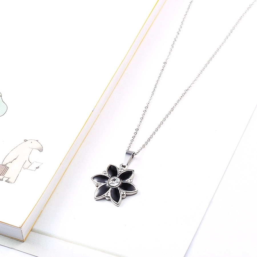 Jewelry Simple Style Classic Style Flower 304 Stainless Steel Rhinestones 18K Gold Plated Inlay Earrings Necklace