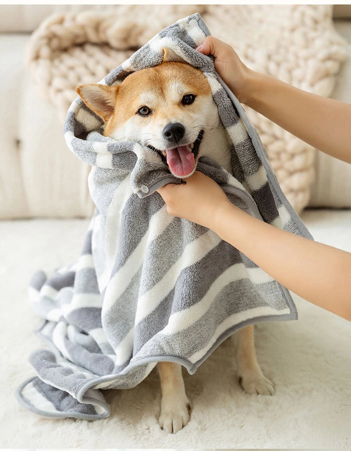 Extra Large Pet Bathrobe Super Absorbent Bath Towel Quick Dry Medium Large Dog Cat Thickened Towel For Bathing