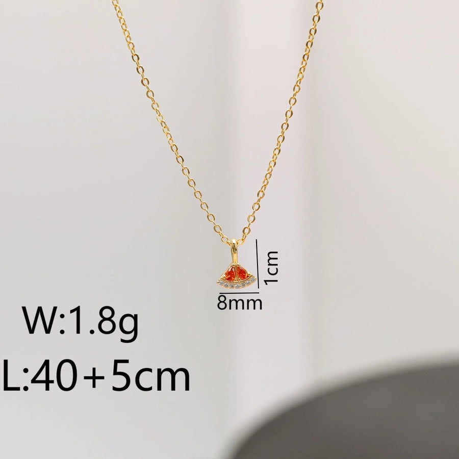 Copper 18K Gold Plated Fruit Zircon Pendant Necklace