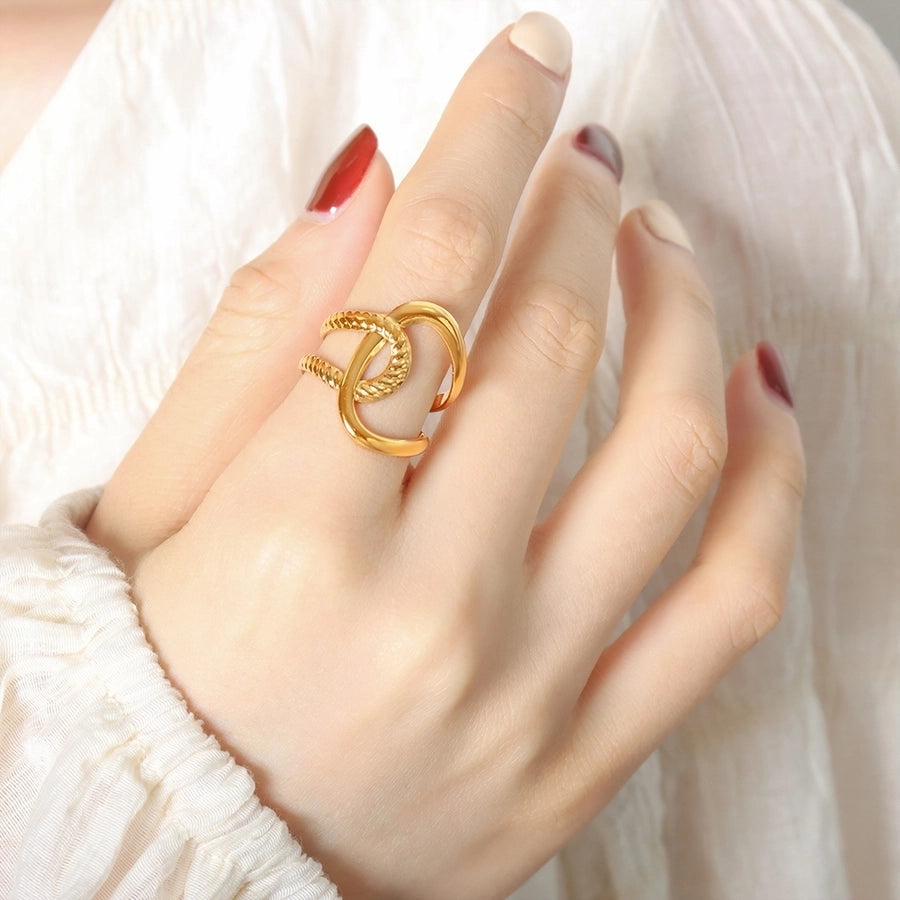 Jewelry Simple Style Artistic Geometric 304 Stainless Steel 18K Gold Plated Plating Open Ring