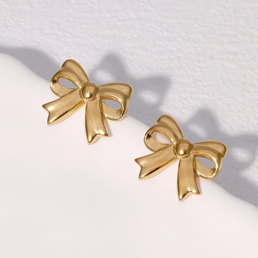 1 Pair IG Style Cute Simple Style Bow Knot 304 Stainless Steel 18K Gold Plated Ear Studs