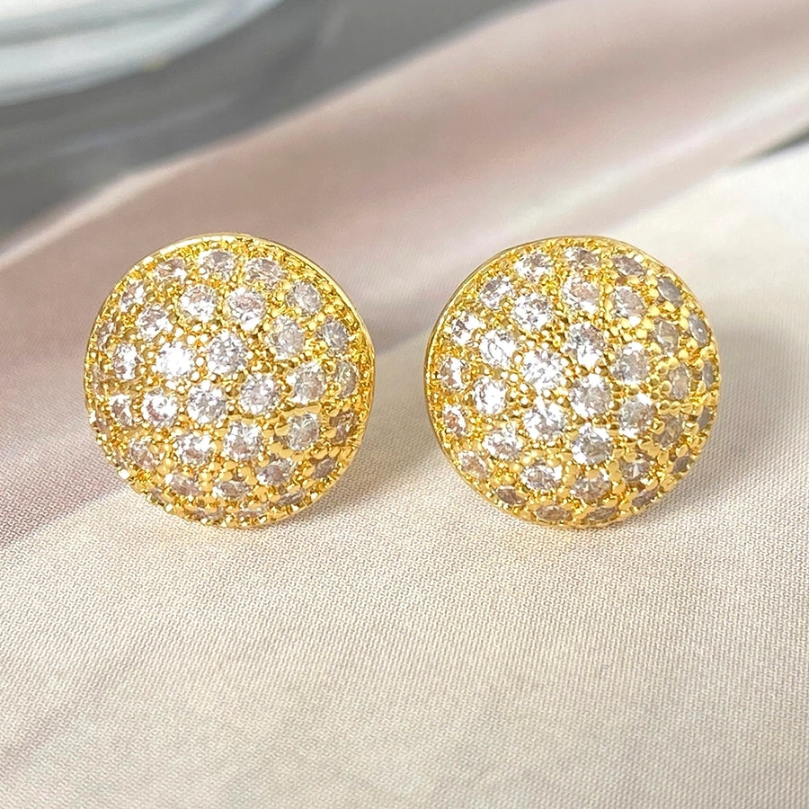 1 Pair IG Style Modern Style Simple Style Round Inlay Copper Pearl Zircon Ear Studs